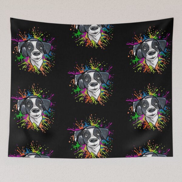 Item preview, Custom Work_Colorful Dog with Headphones designed and sold by CreateForDogs.