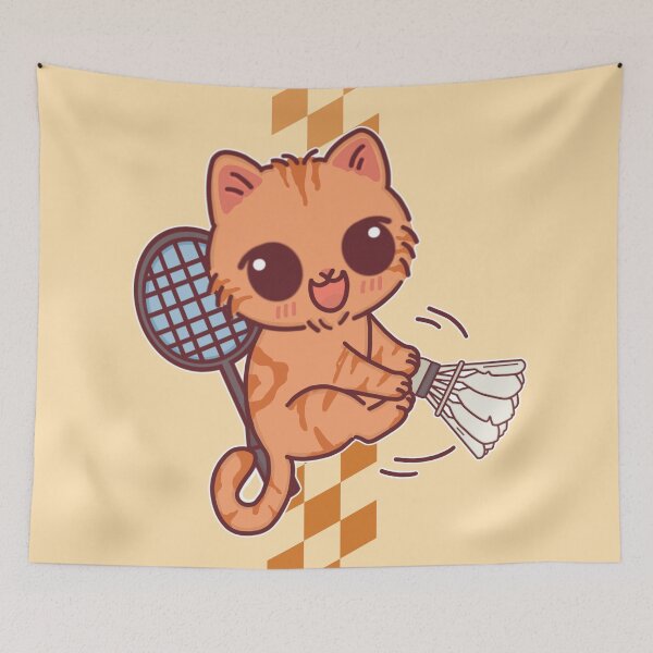 Item preview, Cute Tabby Kitten Playing Badminton designed and sold by BGMeYou.