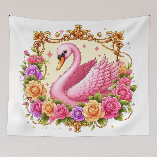 Item preview, Beautiful Pink Swan, flowers, femininity, beauty and love, rococò vibes designed and sold by Sugar Wisdom .