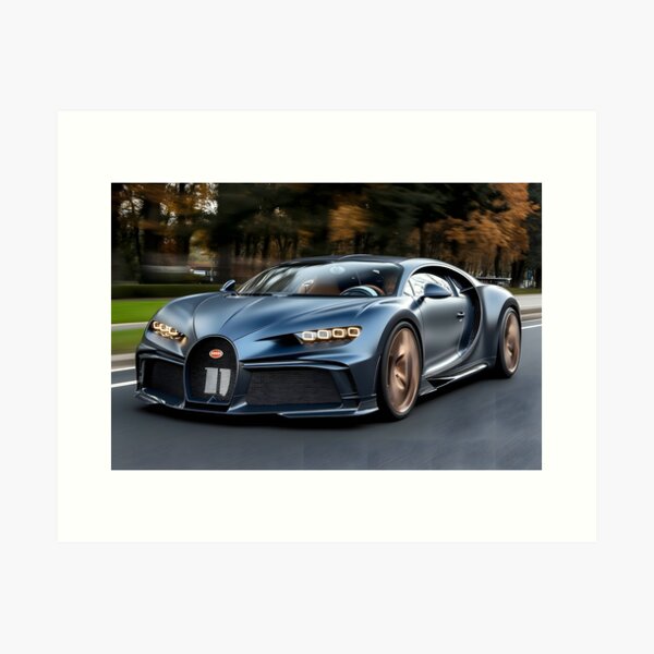 Aperçu de l'œuvre Affiche Bugatti Chiron Super Sport bleue – Décoration murale hypercar haute performance II créée et vendue par AutoPopStudio.