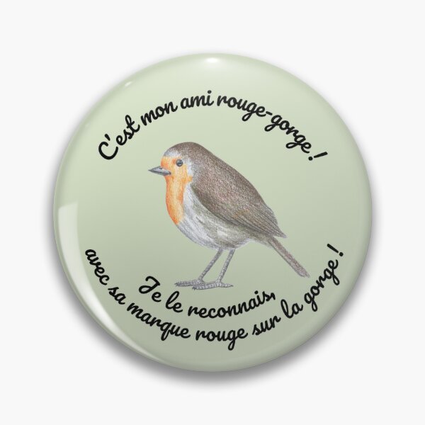 Aperçu de l'œuvre Badge C'est mon ami rouge-gorge ! créée et vendue par Marie-Crevette.