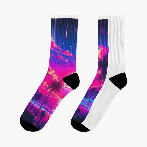 Item preview, Neon Glitch Sunset | Retro Palm Trees designed and sold by retroshop17.