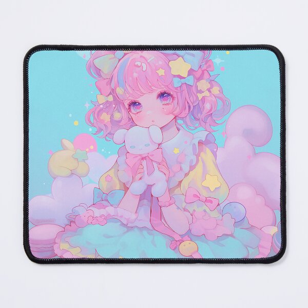 Item preview, Kawaii Pastel Dreamcore Anime Girl with Plushie Aesthetic Art designed and sold by Kawai Anime Shop.