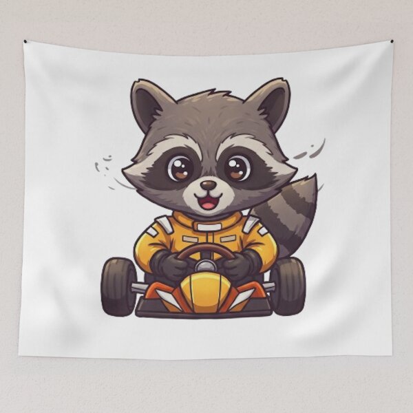 Item preview, Cute Baby Raccoon Race Car Driver designed and sold by likbatonboot.