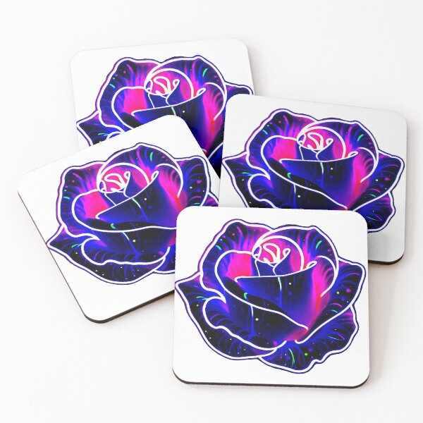 Item preview, Glowing Neon Rose – Dark Blue designed and sold by AnmitsuArt.