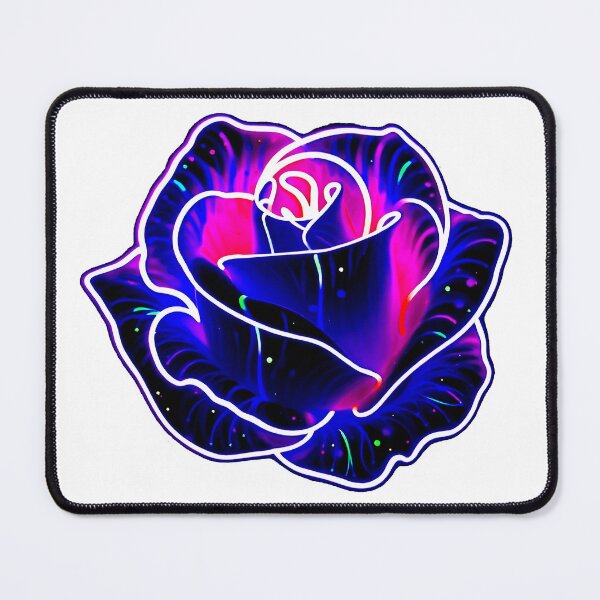 Item preview, Glowing Neon Rose – Dark Blue designed and sold by AnmitsuArt.