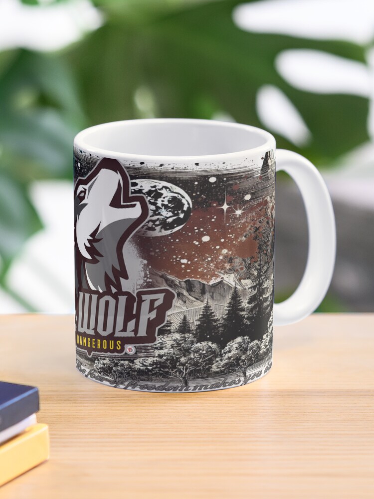Aperçu 1 sur 6. Mug à café avec l'œuvre Anar-16-LONE WOLF. créée et vendue par Vinidal.