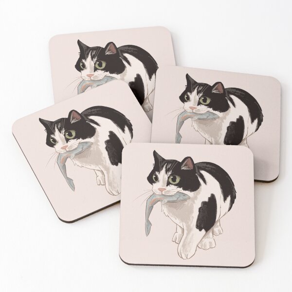 Item preview, Tuxedo Cat with a Fish designed and sold by lena-arting.