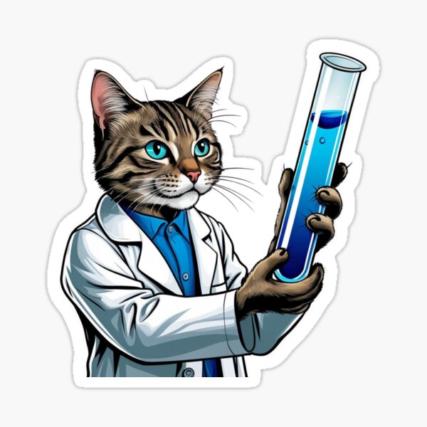 Item preview, Funny Chemist Cat Sticker - Science Lover Gift designed and sold by The Science Network Store.