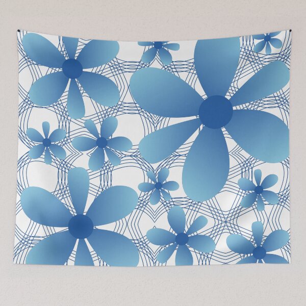 Item preview, Blue flower patterns designed and sold by Wolagno.