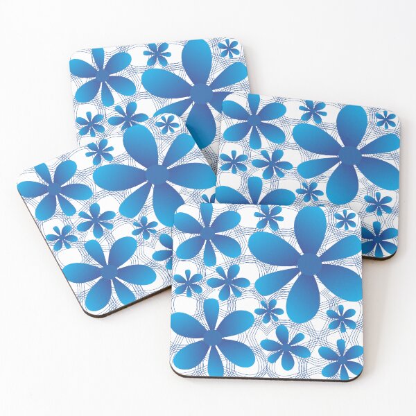 Item preview, Gradient blue flower patterns designed and sold by Wolagno.