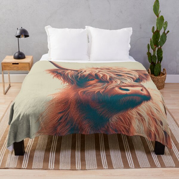 Item preview, Scottish Highland Cow Abstract Retro Sketch designed and sold by MaedK.
