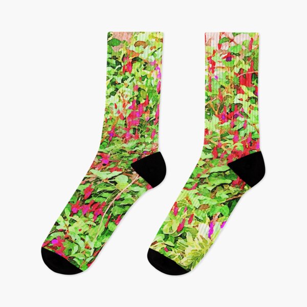 Item preview, Vibrant fuchsia blooms in a lush garden setting designed and sold by GestaltImagery.