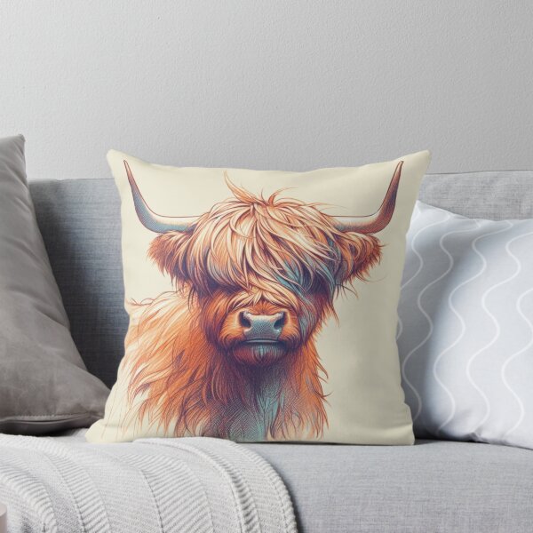 Item preview, Boceto retro abstracto de vaca de las Tierras Altas de Escocia designed and sold by MaedK.