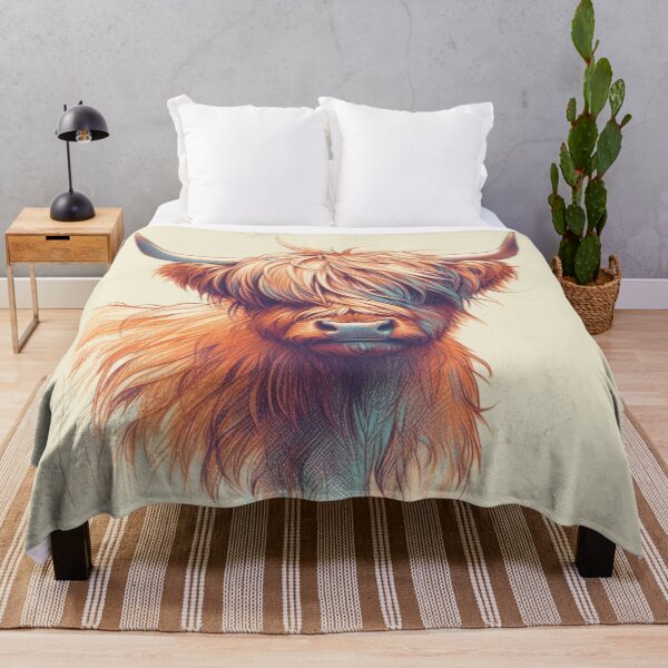 Item preview, Scottish Highland Cow Abstract Retro Sketch designed and sold by MaedK.