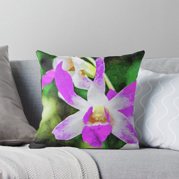 Item preview, Vibrant purple orchid flowers in a watercolor painting style designed and sold by GestaltImagery.