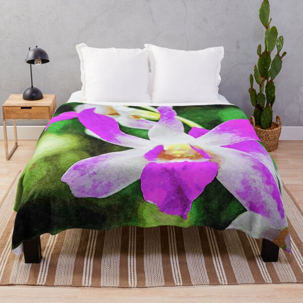 Item preview, Vibrant purple orchid flowers in a watercolor painting style designed and sold by GestaltImagery.