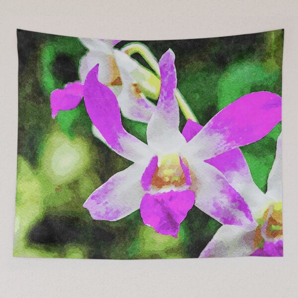 Item preview, Vibrant purple orchid flowers in a watercolor painting style designed and sold by GestaltImagery.