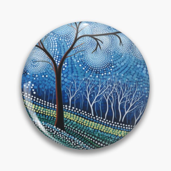 Item preview, Aboriginal Inspired Dot Art - Lonely Tree With Forest In Winter designed and sold by GrinGalore.