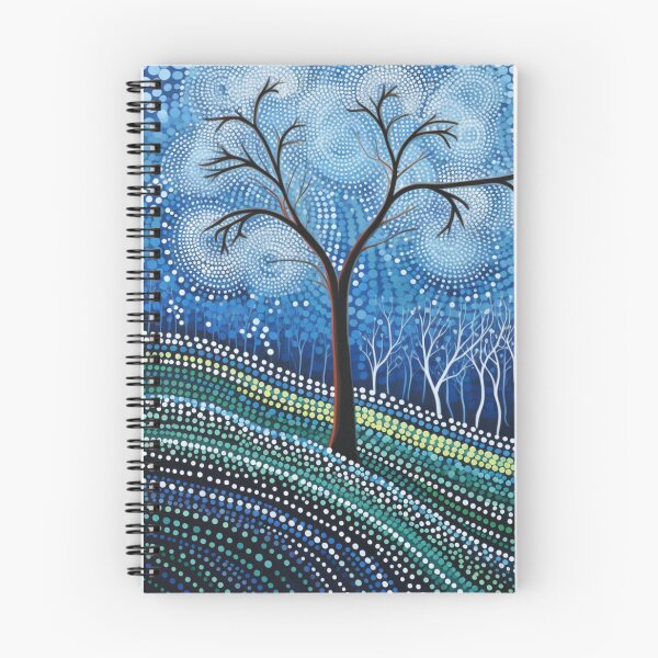 Item preview, Aboriginal Inspired Dot Art - Lonely Tree With Forest In Winter designed and sold by GrinGalore.