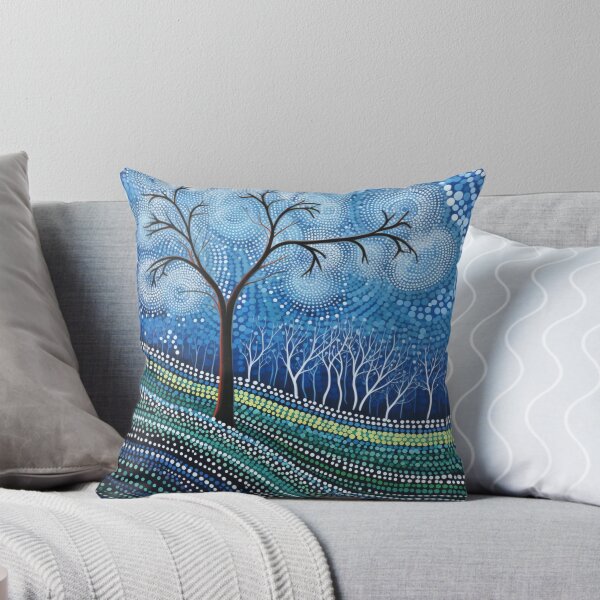 Item preview, Aboriginal Inspired Dot Art - Lonely Tree With Forest In Winter designed and sold by GrinGalore.