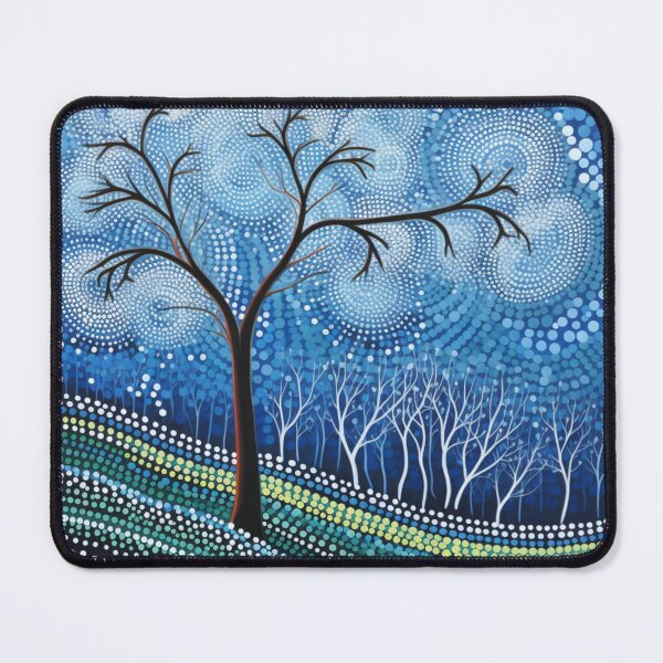 Item preview, Aboriginal Inspired Dot Art - Lonely Tree With Forest In Winter designed and sold by GrinGalore.