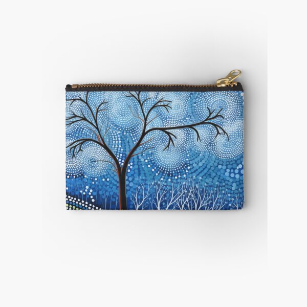 Item preview, Aboriginal Inspired Dot Art - Lonely Tree With Forest In Winter designed and sold by GrinGalore.