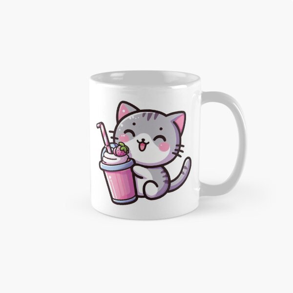 Artikelvorschau, Kawaii-Katze mit Milchshake entworfen und verkauft von PetsClan.