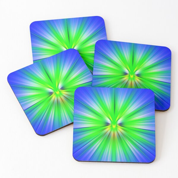 Artikelvorschau, Grün und blau strahlend Starburst - abstrakte Natur-inspirierte Kunst entworfen und verkauft von Patternair.