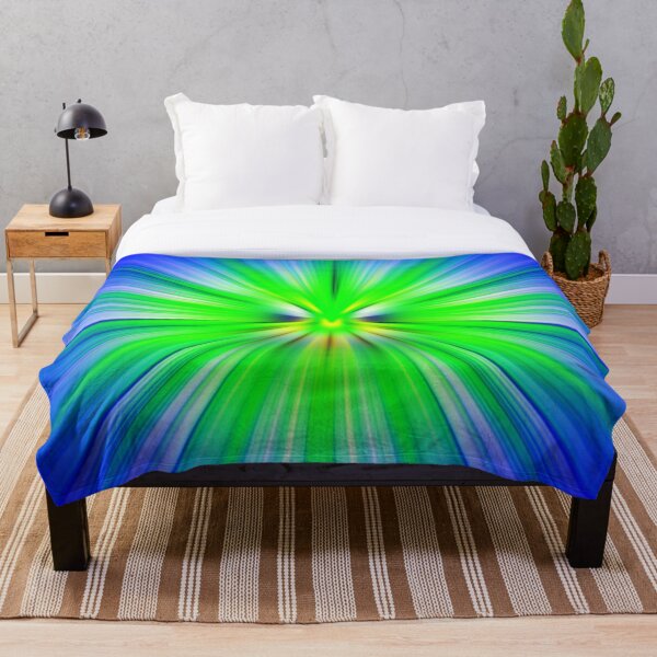 Aperçu de l'œuvre Étoile rayonnante verte et bleue – Art abstrait inspiré de la nature créée et vendue par Patternair.