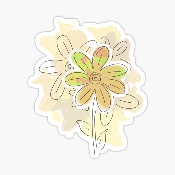 Aperçu de l'œuvre Fleurs délicates et tourbillonnantes Marguerite simple créée et vendue par TheVinesAndIvy.