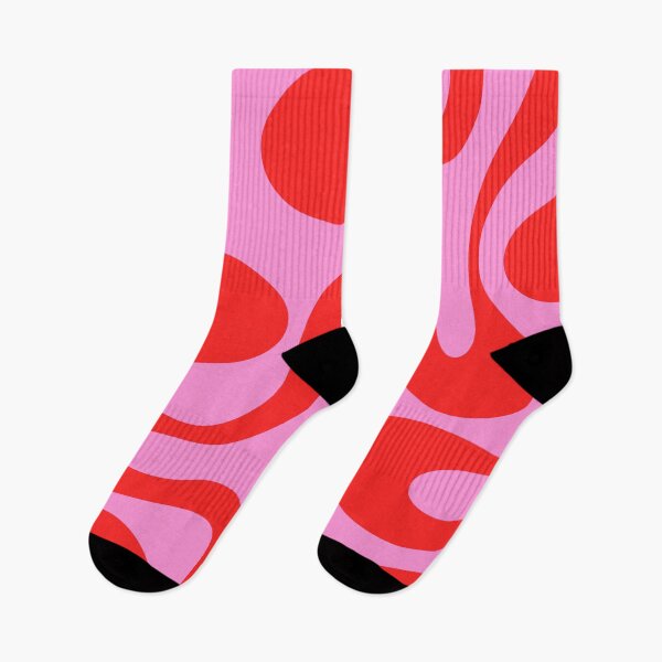 Item preview, Retro Modern Soft Curves Abstract Pattern in Preppy Pink and Red designed and sold by kierkegaard.