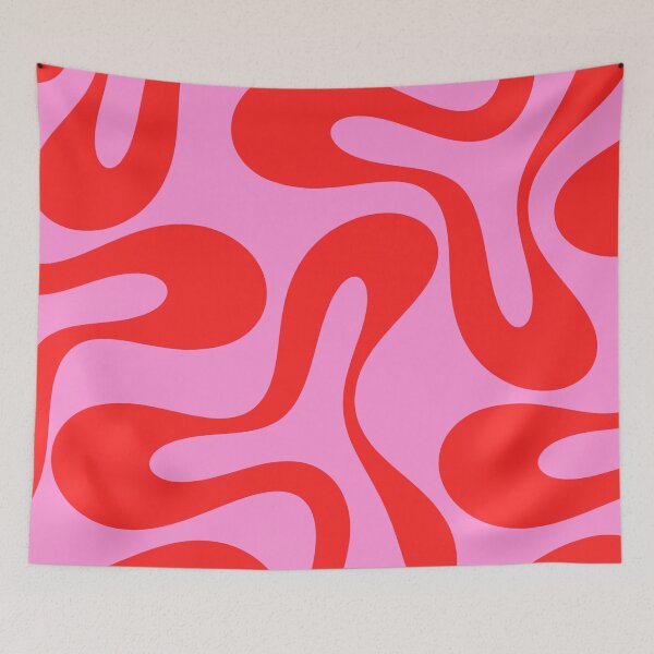 Item preview, Retro Modern Soft Curves Abstract Pattern in Preppy Pink and Red designed and sold by kierkegaard.