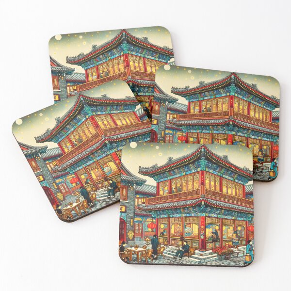 Item preview, Painting representing traditional Chinese architecture. Rich Jewel like colors designed and sold by CristalleLisa.