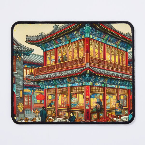 Item preview, Painting representing traditional Chinese architecture. Rich Jewel like colors designed and sold by CristalleLisa.