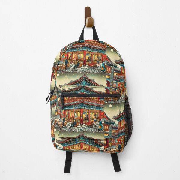 Item preview, Painting representing traditional Chinese architecture. Rich Jewel like colors designed and sold by CristalleLisa.