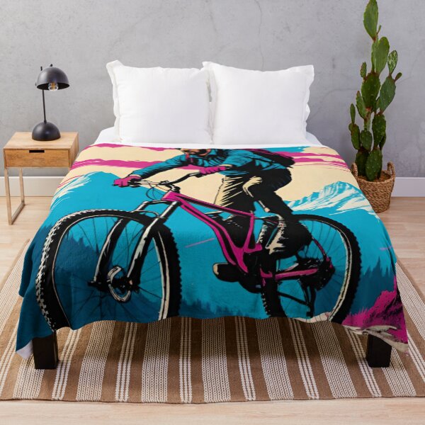 Item preview, Pink and Blue MTB Rider Above the City designed and sold by GrizzlyCollective.