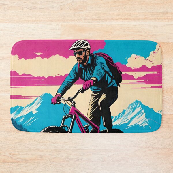 Item preview, Pink and Blue MTB Rider Above the City designed and sold by GrizzlyCollective.