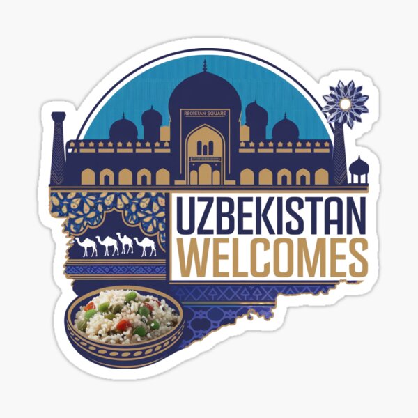 Item preview, Uzbekistan Welcomes Flag Map Samarkand, Bukhara, Tashkent designed and sold by AnimalsDH305.