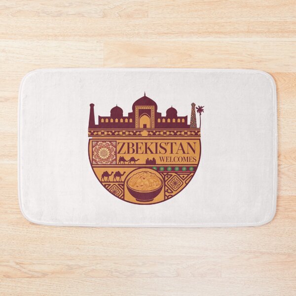 Item preview, Uzbekistan Welcomes Flag Map Samarkand, Bukhara, Tashkent designed and sold by AnimalsDH305.