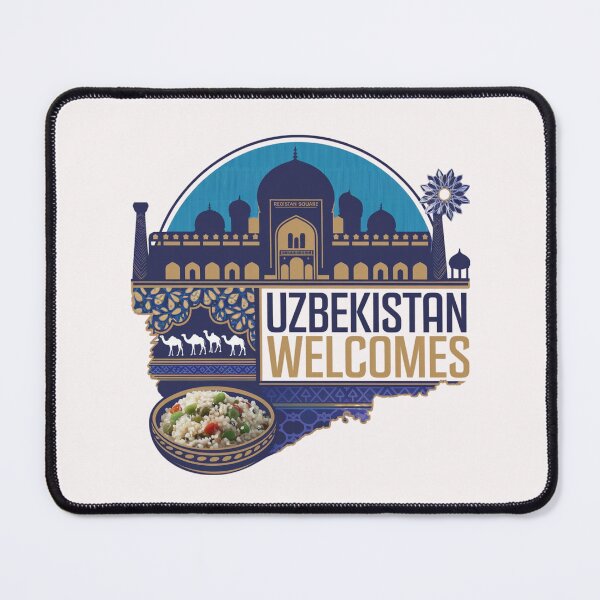 Item preview, Uzbekistan Welcomes Flag Map Samarkand, Bukhara, Tashkent designed and sold by AnimalsDH305.