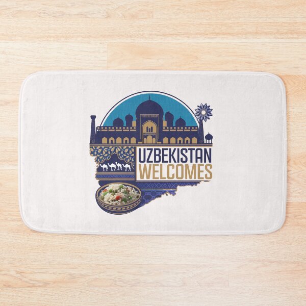 Item preview, Uzbekistan Welcomes Flag Map Samarkand, Bukhara, Tashkent designed and sold by AnimalsDH305.