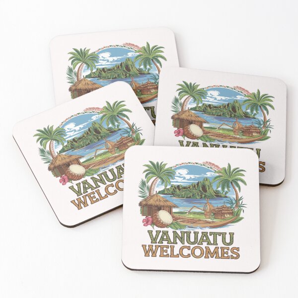 Item preview, Vanuatu Welcomes Flag Map Yasur volcano, Efate island, designed and sold by AnimalsDH305.