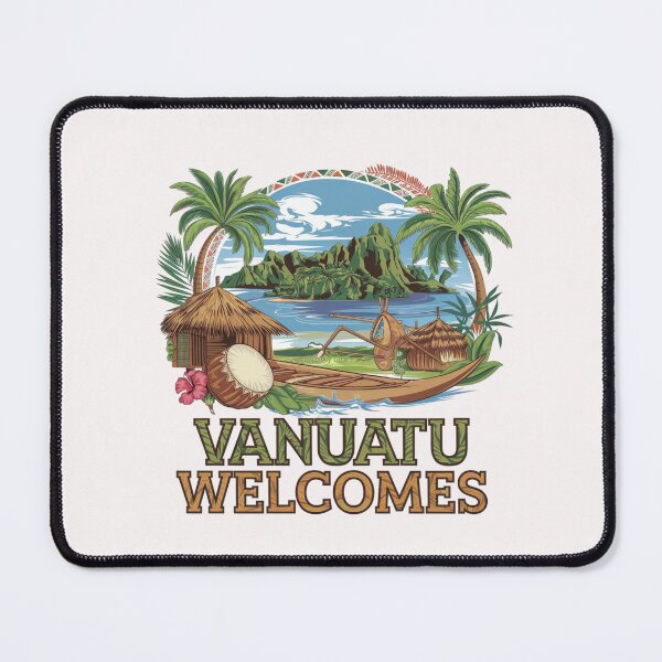 Item preview, Vanuatu Welcomes Flag Map Yasur volcano, Efate island,  designed and sold by AnimalsDH305.
