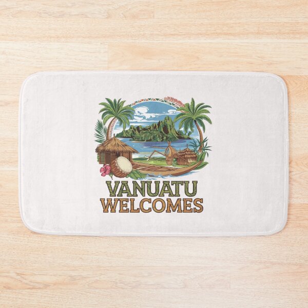 Item preview, Vanuatu Welcomes Flag Map Yasur volcano, Efate island,  designed and sold by AnimalsDH305.