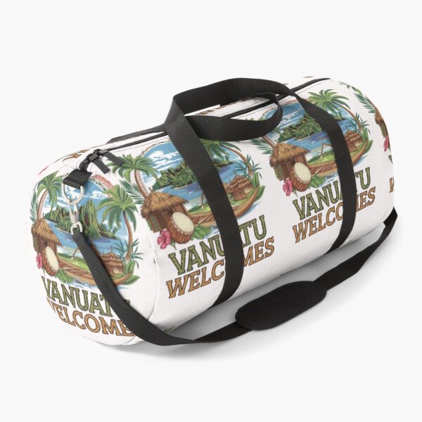 Item preview, Vanuatu Welcomes Flag Map Yasur volcano, Efate island, designed and sold by AnimalsDH305.