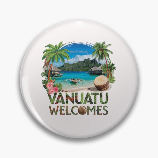 Item preview, Vanuatu Welcomes Flag Map Yasur volcano, Efate island, designed and sold by AnimalsDH305.