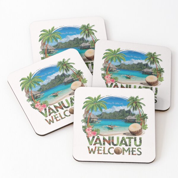 Item preview, Vanuatu Welcomes Flag Map Yasur volcano, Efate island, designed and sold by AnimalsDH305.