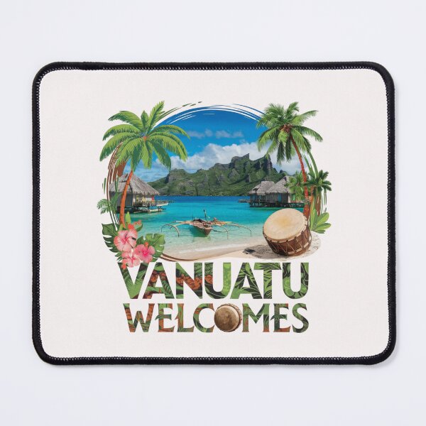 Item preview, Vanuatu Welcomes Flag Map Yasur volcano, Efate island,  designed and sold by AnimalsDH305.