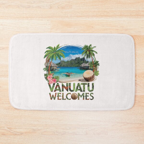 Item preview, Vanuatu Welcomes Flag Map Yasur volcano, Efate island,  designed and sold by AnimalsDH305.